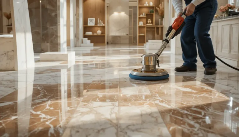 جلي وتلميع الرخام والبلاط: الدليل الشامل لاستعادة الفخامة واللمعان